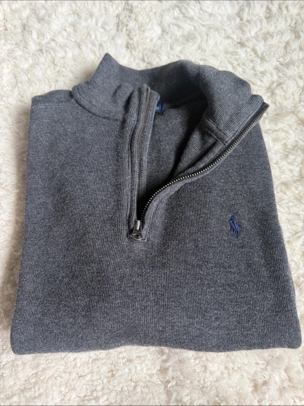 Ralph Lauren Kids Gray Half-Zip Sweater with Embroidered Logo